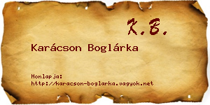 Karácson Boglárka névjegykártya